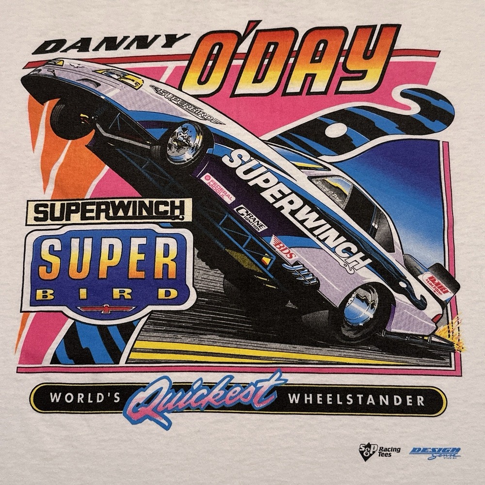 VTG Danny O'Day Wheelstander Racing T-Shirt Adult XL White FEAR THIS '34 Ford - Picture 4 of 10